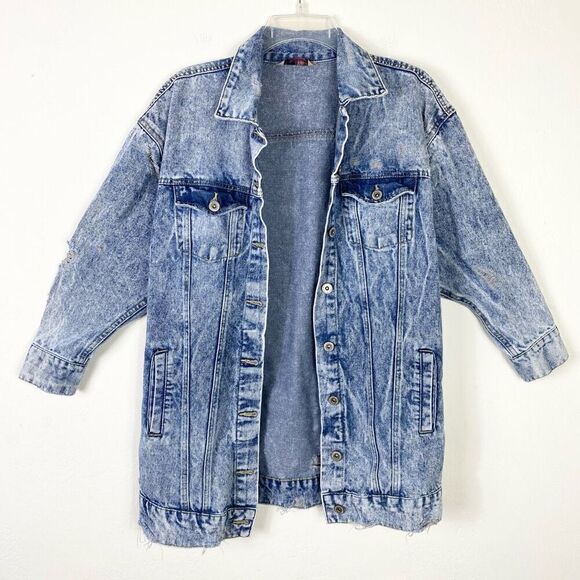 Vintage y2k Highway Jeans Vintage Wash 3/4 Sleeve Button Up Denim Jean Jacket S - Picture 4 of 8